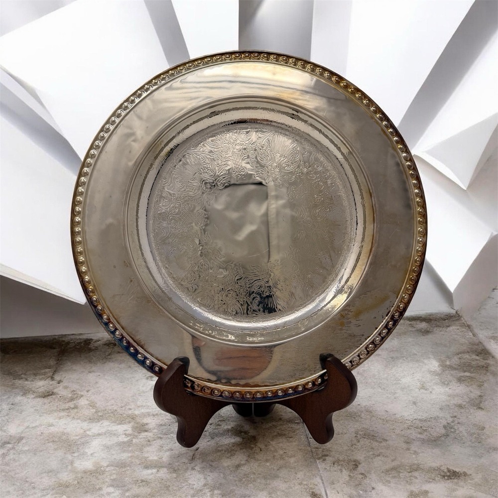 Vintage Wm. Rogers IS Silverplate Serving‎ Tray 10" Oval USA